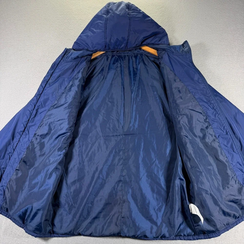 Asics Mens Blue Puffer Hooded Jacket Lightweight Full Zip‎ Athletic Sportswear